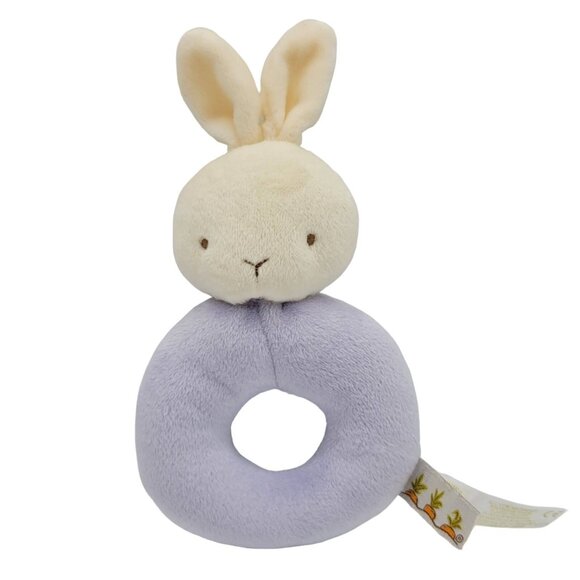 2/$15 Bunnies by the Bay Rattle Lovey Purple 7" Carrots Rabbit Round Grab Easter - Picture 1 of 7